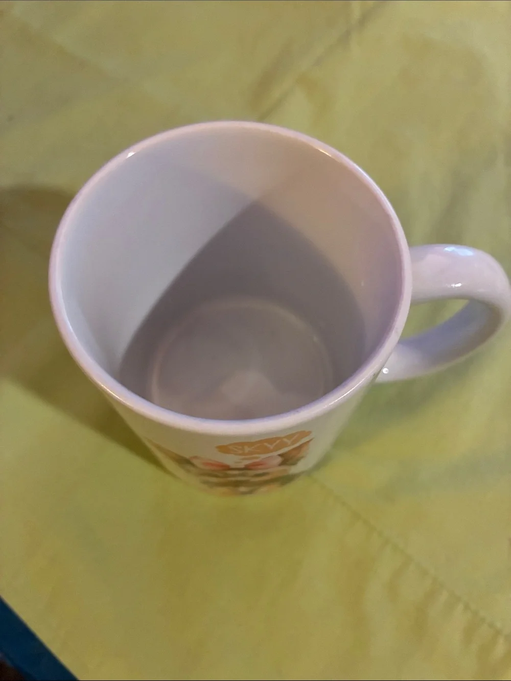 Skyy White Ceramic Dog Mug with Pink Bow Accent